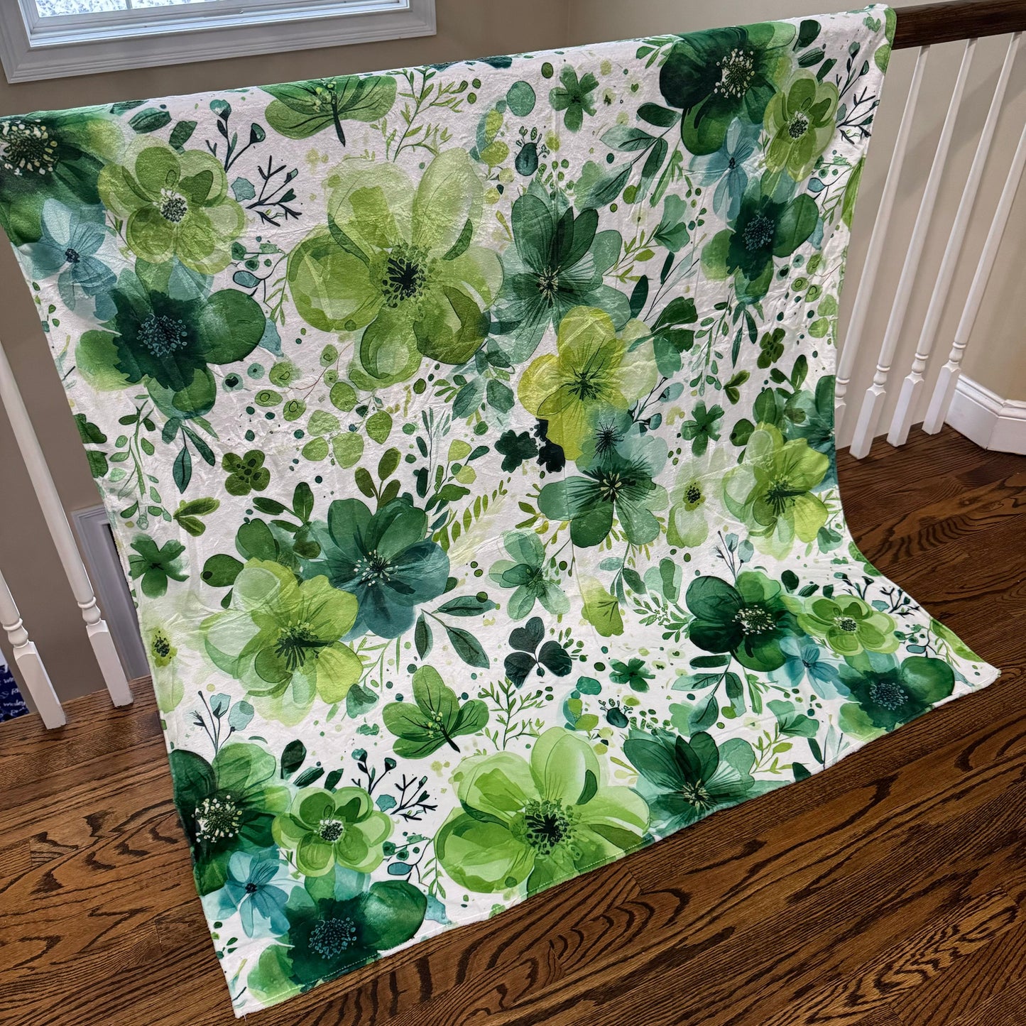 Blanket - Dark & Light Green Floral