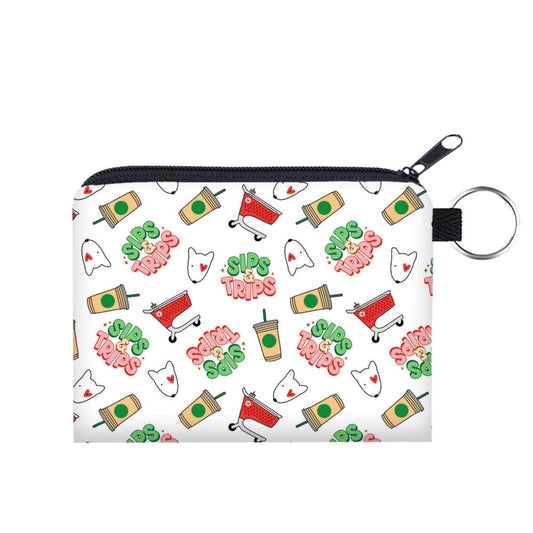 Mini Pouch - Sips & Trips, White