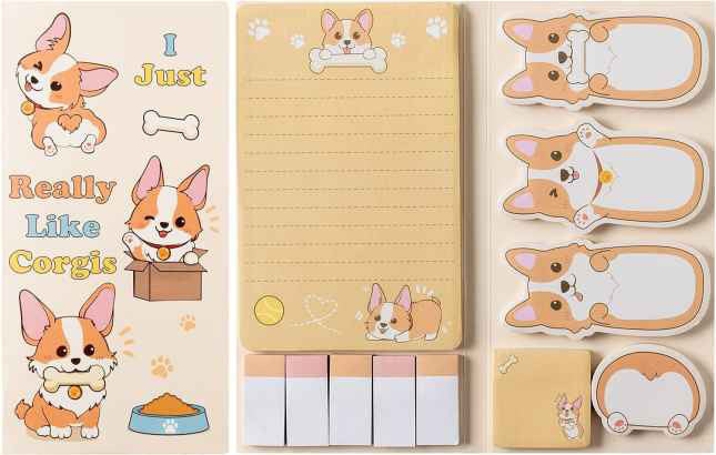 Sticky Note Booklet Set - Corgi - PREORDER