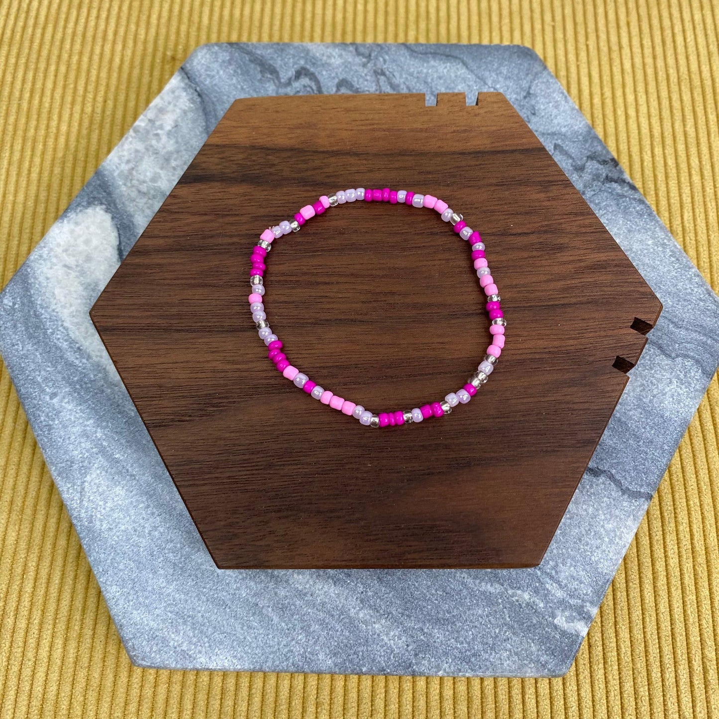 Bracelet - Small Bead - Dark Pink