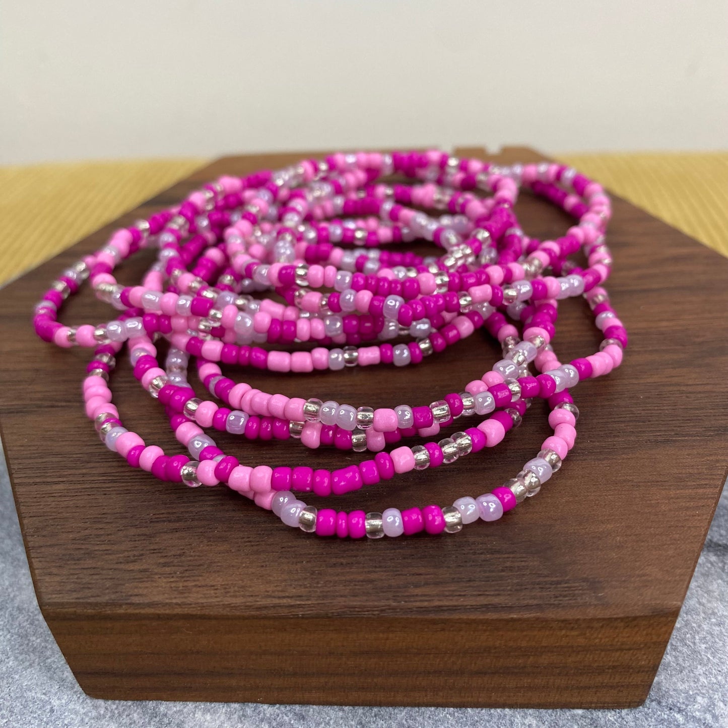 Bracelet - Small Bead - Dark Pink