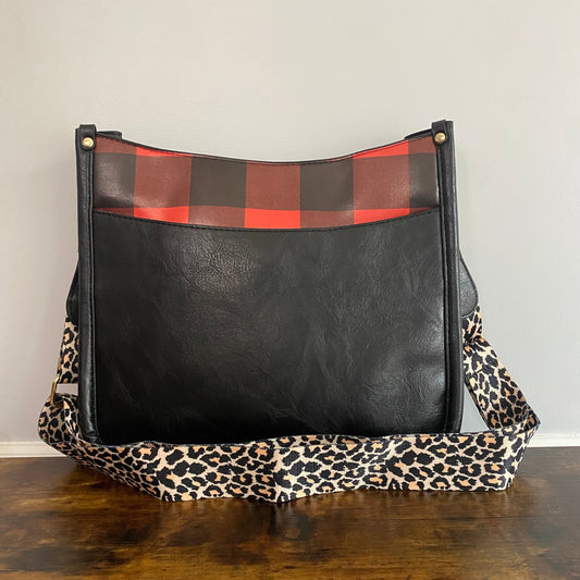 Aubree Crossbody Purse - Black & Plaid