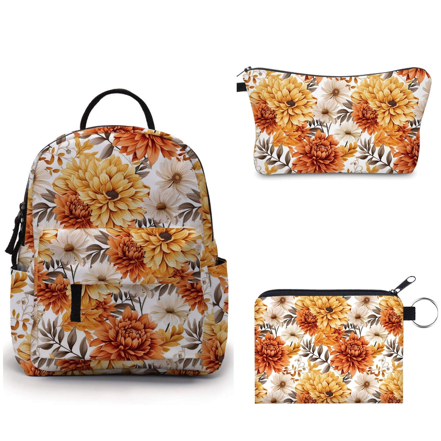 Set - Floral Orange Cream Brown