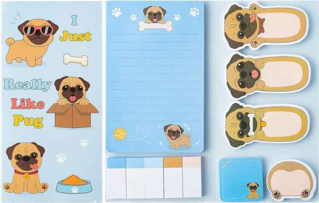 Sticky Note Booklet Set - Pug - PREORDER