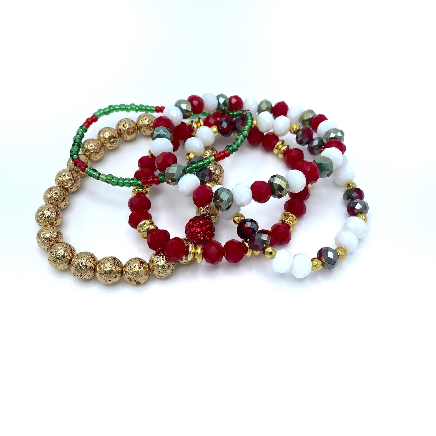 Bracelet Pack - Holiday Christmas - Gold & Green Mini