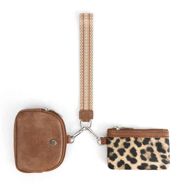 Faux Leather Wristlet + Double Mini Pouch Set - PREORDER