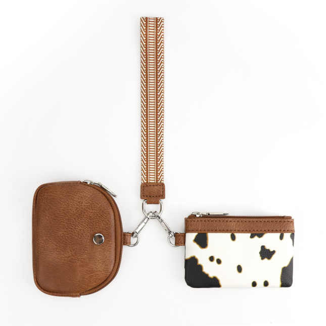 Faux Leather Wristlet + Double Mini Pouch Set - PREORDER