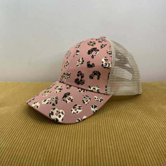 Hat - Ponytail - Pink Animal