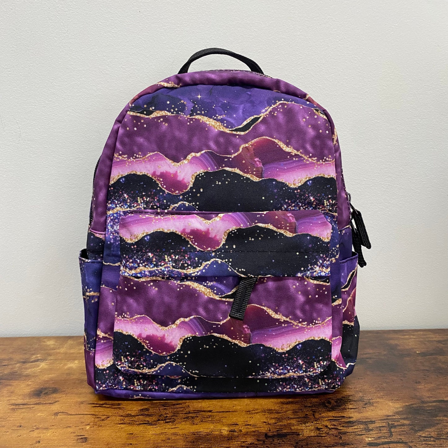 Mini Backpack - Dark Purple Sparkle Waves