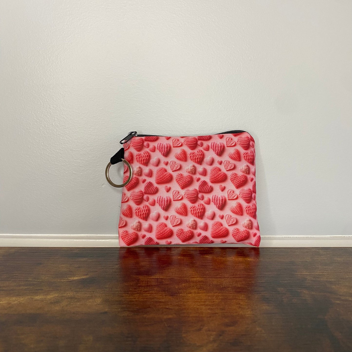 Mini Pouch - All Pink Knit Hearts