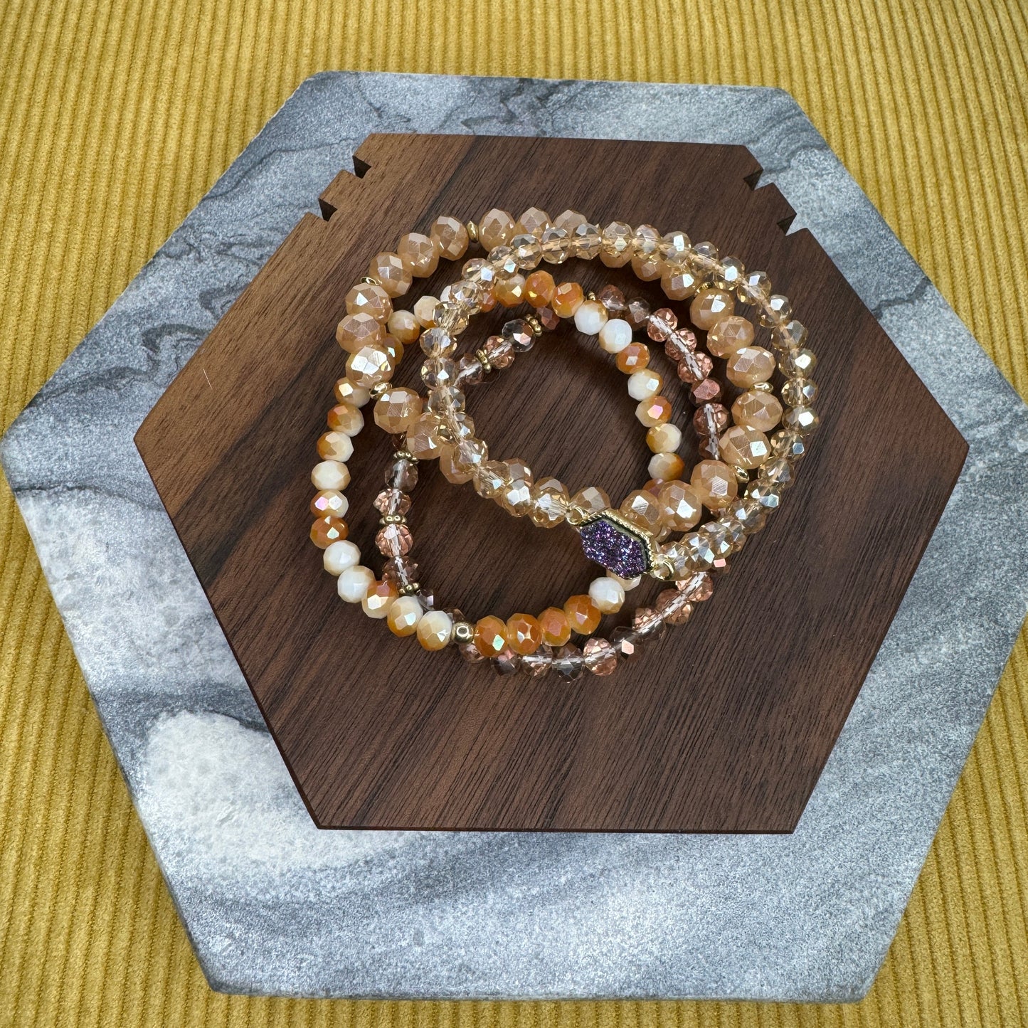 Bracelet Pack - Druzy Bead - Light Orange / Peach