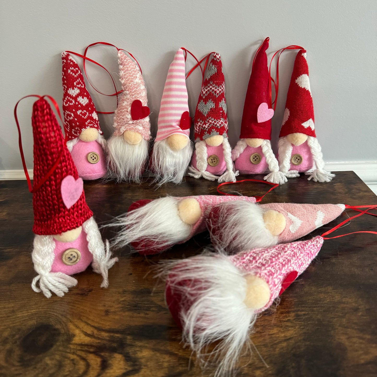 Gnome Ornament - Pink & Hearts