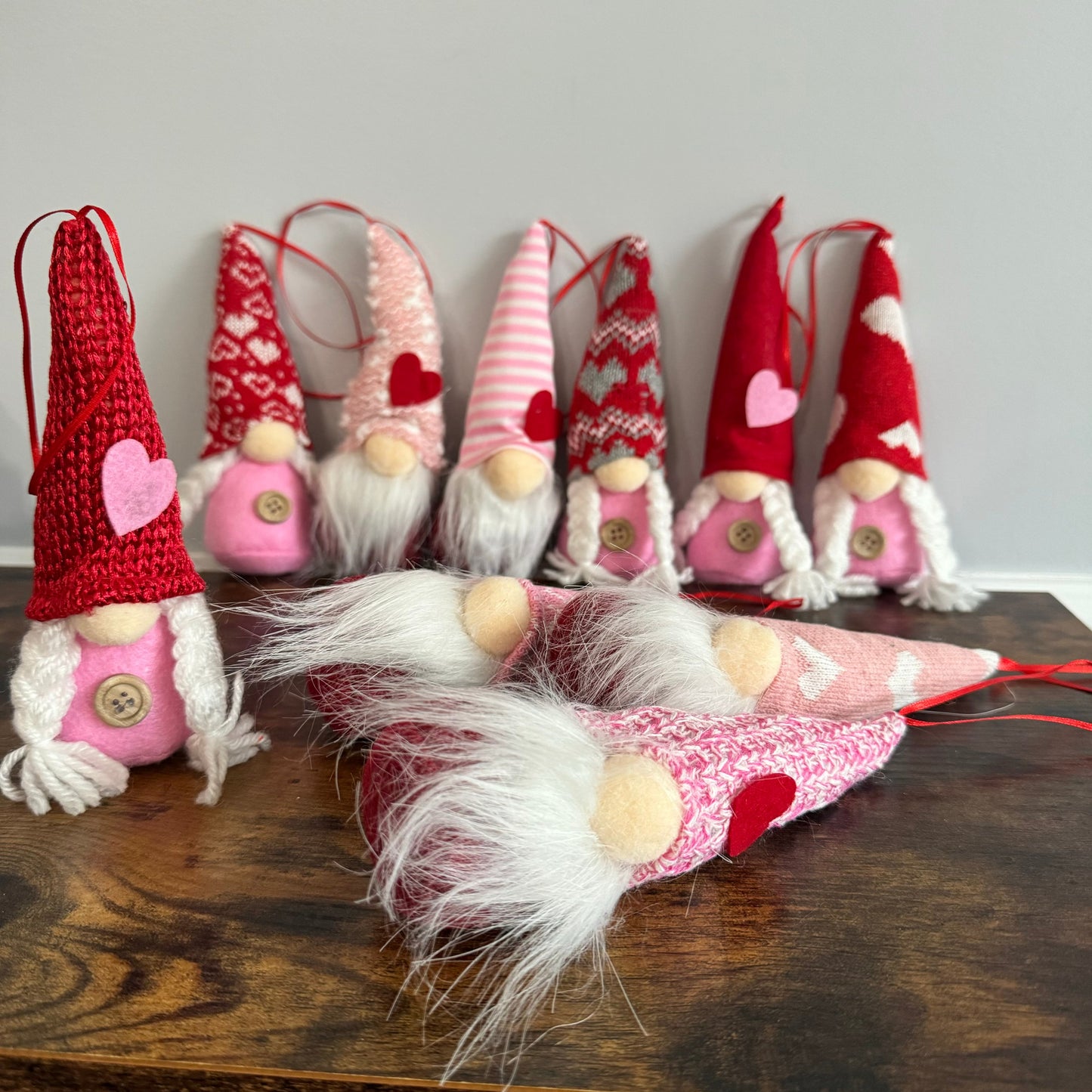 Gnome Ornament - Pink & Hearts