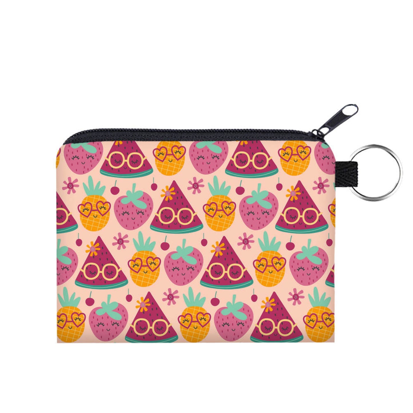 Pouch & Mini Pouch Set - Watermelon Strawberry Pineapple Glasses