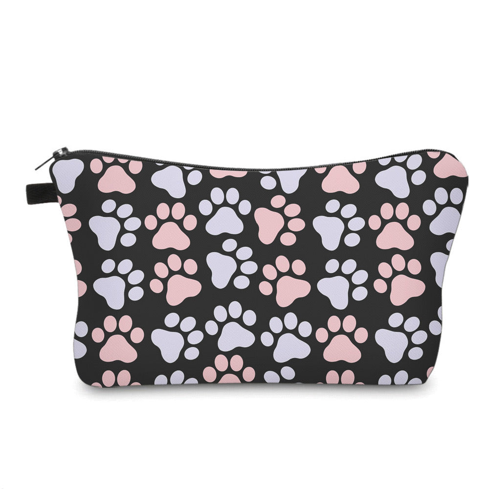 Pouch - Coral Light Blue Paws