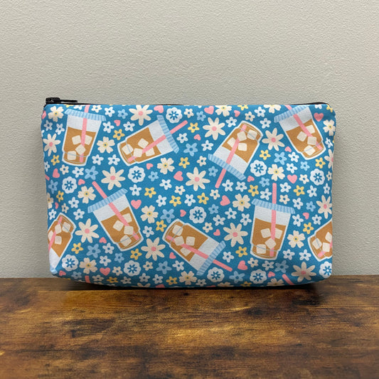 Pouch - Coffee Blue Floral