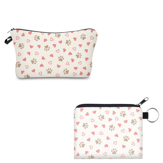 Pouch & Mini Pouch Set - Paw & Heart