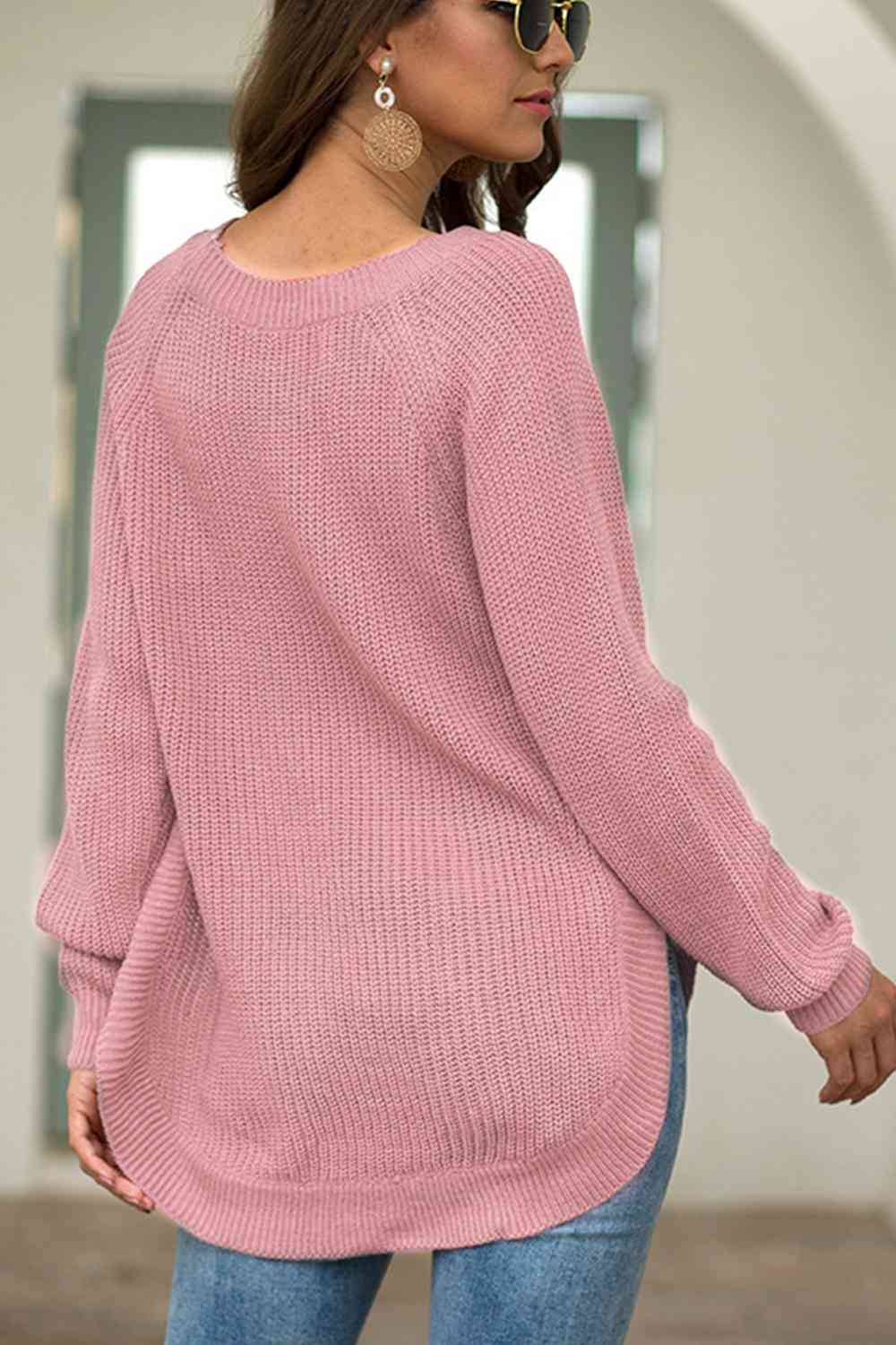 Round Neck Ribbed Knit Top