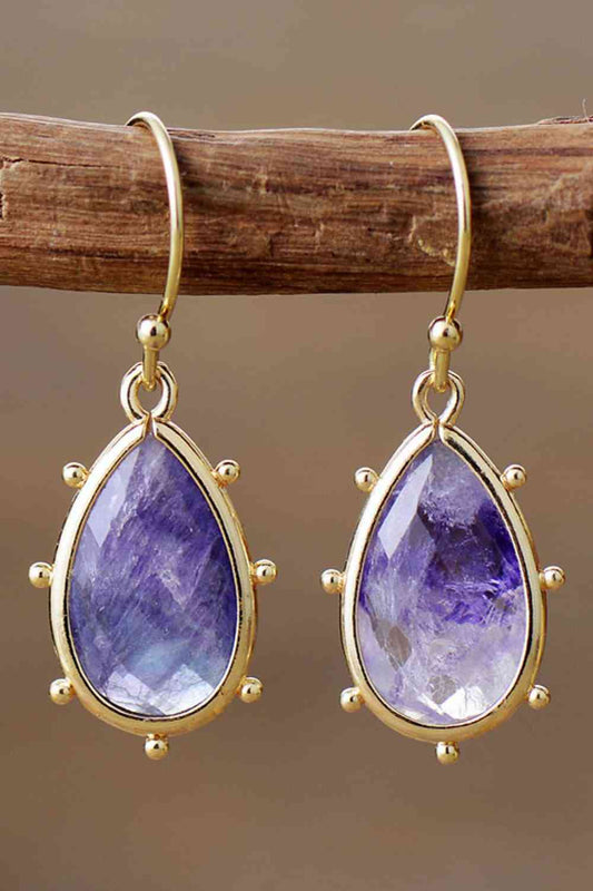 Natural Stone Teardrop Earrings