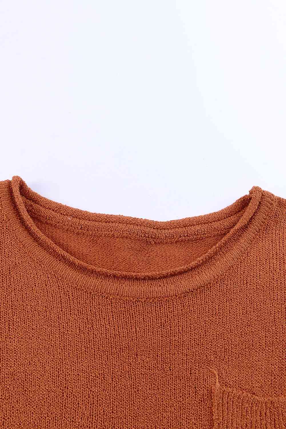 Exposed Seam Round Neck Knit Top