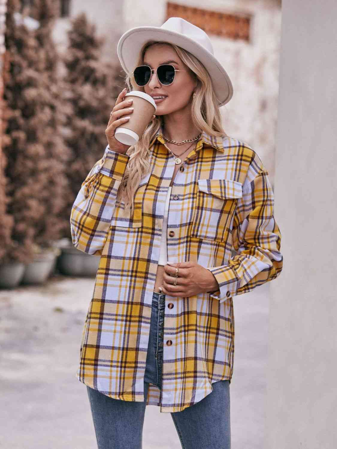 Plaid Dropped Shoulder Longline Shirt