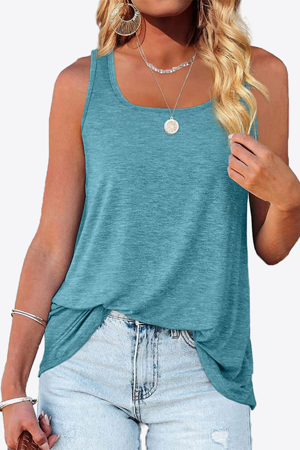 Curved Hem Square Neck Tank