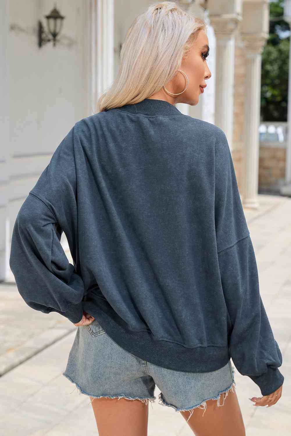 Round Neck Dropped Shoulder Sweatshirt